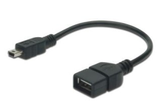 Kabel adapter USB 2.0 DIGITUS HighSpeed OTG Typ miniUSB B/USB A M/Ż czarny 0,2m