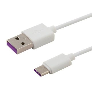 Kabel USB 2.0 Savio CL-126 USB A (M) - USB typ C (M) 5A, 1m, biały