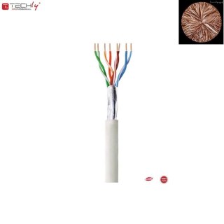 Kabel instalacyjny TechlyPro skrętka Cat6 F/UTP linka 100% miedź, 100m szary