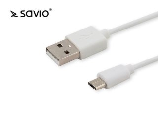 Kabel USB 2.0 Savio CL-124 USB A (M) - micro USB B (M) 2,1A, 2m, biały