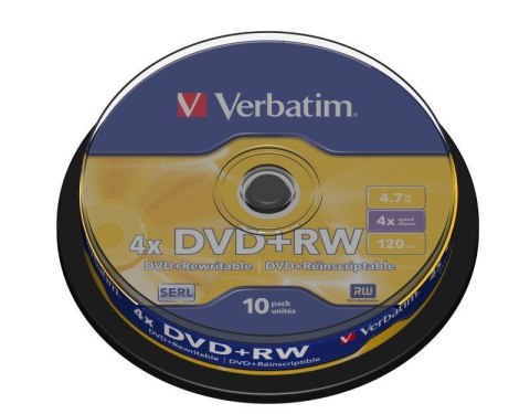 Płyty DVD+RW Verbatim 4x 4.7GB Matt Silver (cake 10)