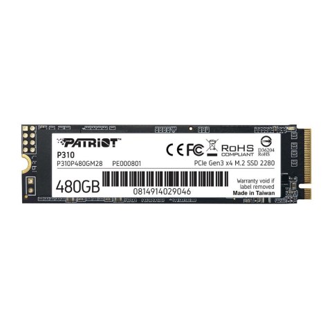 Dysk SSD Patriot P310 480GB M.2 2280 PCle NVMe (1700/1500 MB/s)
