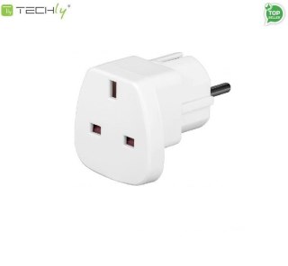 Adapter wtyku zasilania Techly A-FLAZASUKWH UK/EU, biały