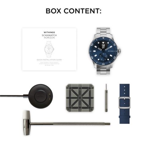 Withings ScanWatch Horizon - zegarek z funkcją EKG oraz monitorowaniem pulsu, SPO2, aktywności fizycznej i snu (granatowy)