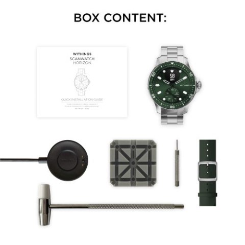 Withings ScanWatch Horizon - zegarek z funkcją EKG oraz monitorowaniem pulsu, SPO2, aktywności fizycznej i snu (zielony)