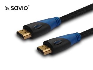 Kabel HDMI Savio CL-48 2m, oplot nylonowy, złote końcówki