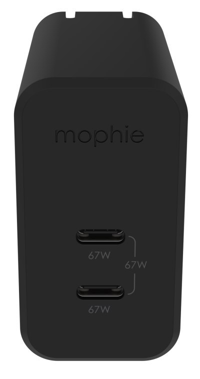 Mophie GaN Charger Dual - ładowarka sieciowa z podwójnym wejściem USB-C 67W (white)