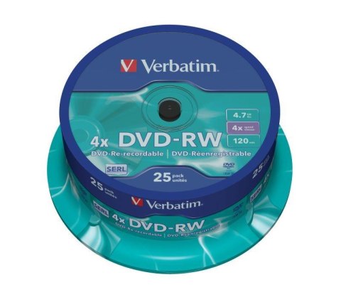 DVD-RW Verbatim 4x 4.7GB (Cake 25) MATT SILVER