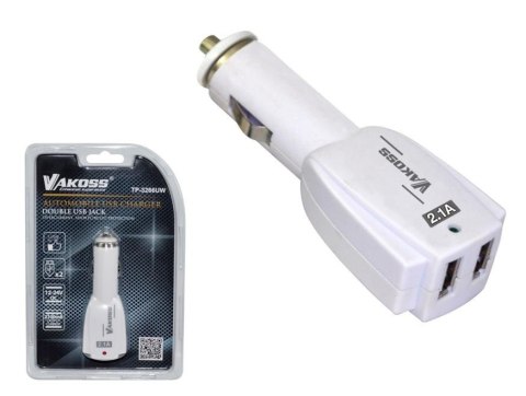 Ładowarka samochodowa VAKOSS TP-3266UW 2xUSB, 2,1A, biała