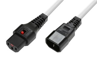 Kabel przedłużający zasilający z blokadą IEC LOCK 3x1mm2 C14/C13 prosty M/Ż 3m biały