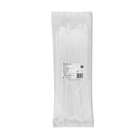 Opaski zaciskowe Qoltec wielorazowe/trytytki | 7.2*300mm | Nylon UV | Białe