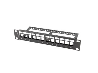 Patch panel pusty Lanberg 12 port 1U 10" z organizerem do modułów keystone czarny