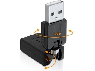 Adapter Delock USB-A 2.0 (M) -> USB-A (F) kątowy czarny