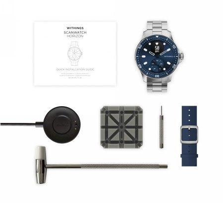 Withings ScanWatch Horizon - zegarek z funkcją EKG oraz monitorowaniem pulsu, SPO2, aktywności fizycznej i snu (granatowy)