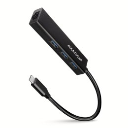 AXAGON HMC-GL3A Wieloportowy hub metalowy 3x USB-A + GLAN, USB 3.2 Gen 1, 20 cm USB-C kabel