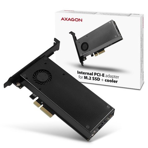 AXAGON PCEM2-DC Adapter wewnętrzny PCIe x4, 1x M.2 NVMe M-key + 1x SATA B-key slot, chłodnica, SP & LP + radiator