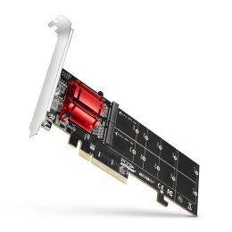 AXAGON PCEM2-ND Kontroler PCIe x 8, 2x slot M.2 NVMe M-key RAID wsparcie dla płyt bez bifurkacji, w zestawie, SP & LP