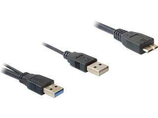 Kabel USB 3.0 Delock 2x USB A (M) - micro USB B (M) 0,6m czarny