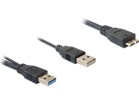 Kabel USB 3.0 Delock 2x USB A (M) - micro USB B (M) 0,6m czarny
