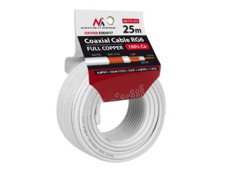 Kabel koncentryczny Maclean MCTV-470 satelitarny, antenowy RG6 25M 1.02CU+4.8FPE+CU/P+32*0.12CU+6.8PVC