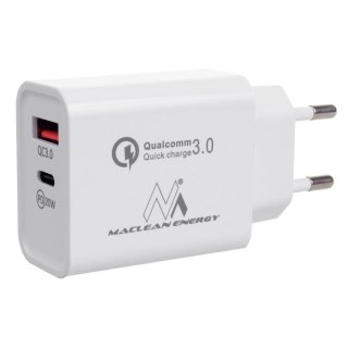 Ładowarka sieciowa Maclean MCE485 W QC 3.0 PD 2xUSB biała