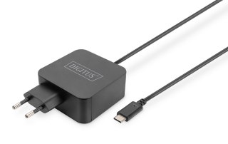 Ładowarka sieciowa DIGITUS zasilacz 1x USB-C PD 3.0 max. 65W zintegrowany kabel 1,2m czarna