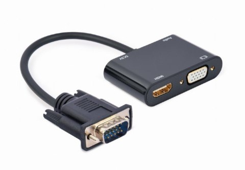 Gembird Konwerter sygnału VGA do HDMI + VGA czarny, 15 cm