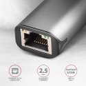 AXAGON ADE-25RC Karta sieciowa 2.5 Gigabit Ethernet, Realtek 8156, USB-C 3.2 Gen 1, automatyczna instalacja, szara