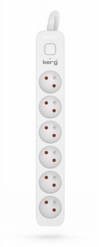 Przedłużacz KERG z wyłącznikiem-6 gniazd-biało-szary-10m-16A-H05VV-F-3x1,5mm2