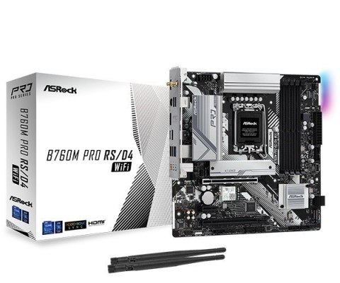 ASRock Płyta główna B760M Pro RS/D4 WIFI s1700 4DDR4 DP/HDMI mATX