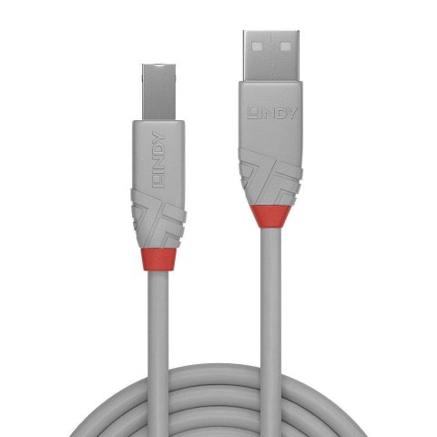 Kabel drukarkowy USB LINDY 2.0 A/M - USB B/M, Anthra Line 5m Szary
