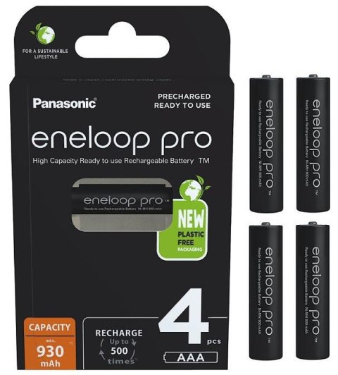 Akumulatorki R03 / AAA Panasonic Eneloop PRO 930mAh Ni-MH BK-4HCDE/4BE (blister 4 szt.)