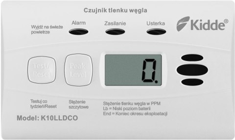 Czujnik czadu z wyświetlaczem Kidde K10LLDCO