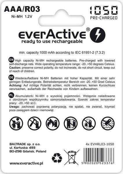 Akumulatorki AAA / R03 Ni-MH everActive 1050mAh (box 4 szt.)