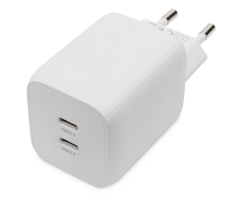 Ładowarka sieciowa DIGITUS zasilacz GaN 2x USB-C PD 3.0 max. 65W biała