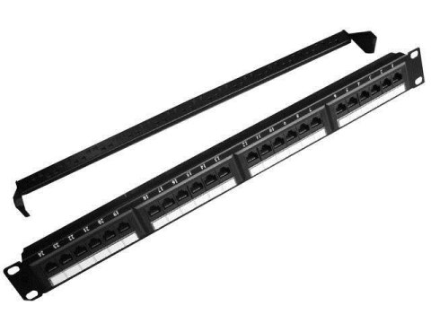 Gembird Patch Panel 24 Porty 1U 19'' Kat.5e z funkcją organizacji kabli czarny