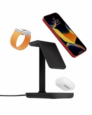 Twelve South HiRise 3 Wireless Charging Stand - stojąca ładowarka bezprzewodowa do trzech urządzeń kompatybilna z MagSafe 20W (b