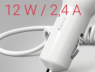 Ładowarka samochodowa Hama micro USB 12V 2,4A, biała