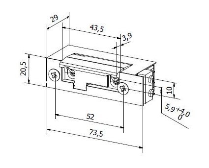 Elektrozaczep BIRA symetryczny ES1-001-KZ 12V AC/DC z kontrolą zamknięcia