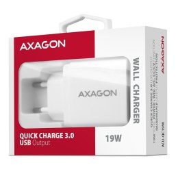 AXAGON ACU-QC19W Ładowarka sieciowa QC 19W, 1x port USB-A, QC3.AFC/FCP/SMART, Biała