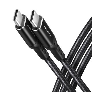 AXAGON BUCM-CM10AB Kabel USB-C - USB-C 2.0, 1m, PD 60W, 3A, ALU, oplot Czarny