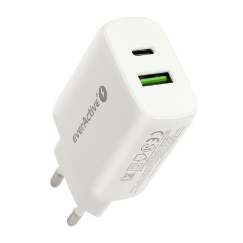 Ładowarka sieciowa everActive SC-370Q z gniazdem USB QC3.0 oraz USB-C PD PPS 25W