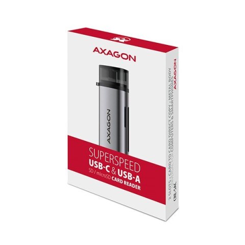 AXAGON CRE-SAC Czytnik kart zewnętrzny USB3.2 Gen 1 Type-C + Type-A SD/microSD