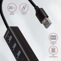 AXAGON HMA-CR3A Wieloportowy hub 3x USB-A + SD/microSD, USB3.2 Gen 1 hub, metalowy, 20cm USB-A kabel