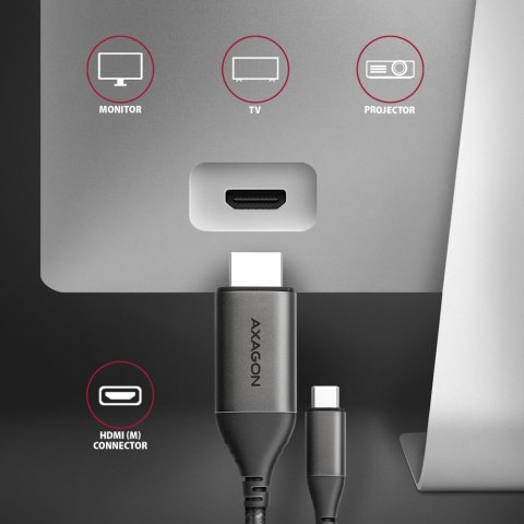 AXAGON RVC-HI2MC Adapter USB-C -> HDMI 2.0 4K/60Hz Aluminum, 1.8m kabel