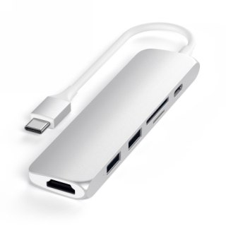 Satechi Aluminium Adapter Slim v2 - aluminiowy adapter podróżny do urządzeń mobilnych USB-C (USB-C, 2x USB-A, 4K HDMI, czytnik k