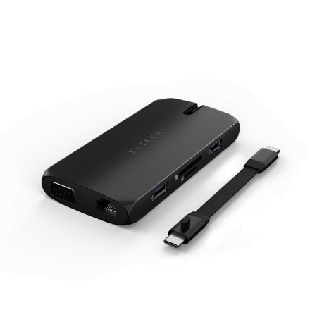 Satechi Multiport Adapter - kompaktowy adapter do urządzeń mobilnych USB-C (USB-C, 2x USB-A, HDMI, VGA, Ethernet, czytnik kart m