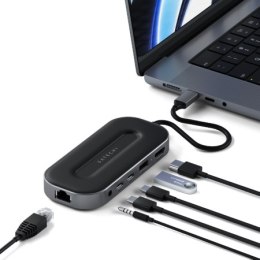 Satechi Multiport Adapter - adapter do urządzeń mobilnych USB-C (2x UBS-C, USB-A, 8K HDMI, 2.5G Ethernet, jack port) (space gray