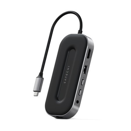 Satechi Multiport Adapter - adapter do urządzeń mobilnych USB-C (2x UBS-C, USB-A, 8K HDMI, 2.5G Ethernet, jack port) (space gray