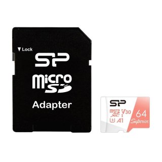 Karta pamięci Silicon Power microSDXC Superior 64GB V30 UHS-1 U3 A1 + ADAPTER